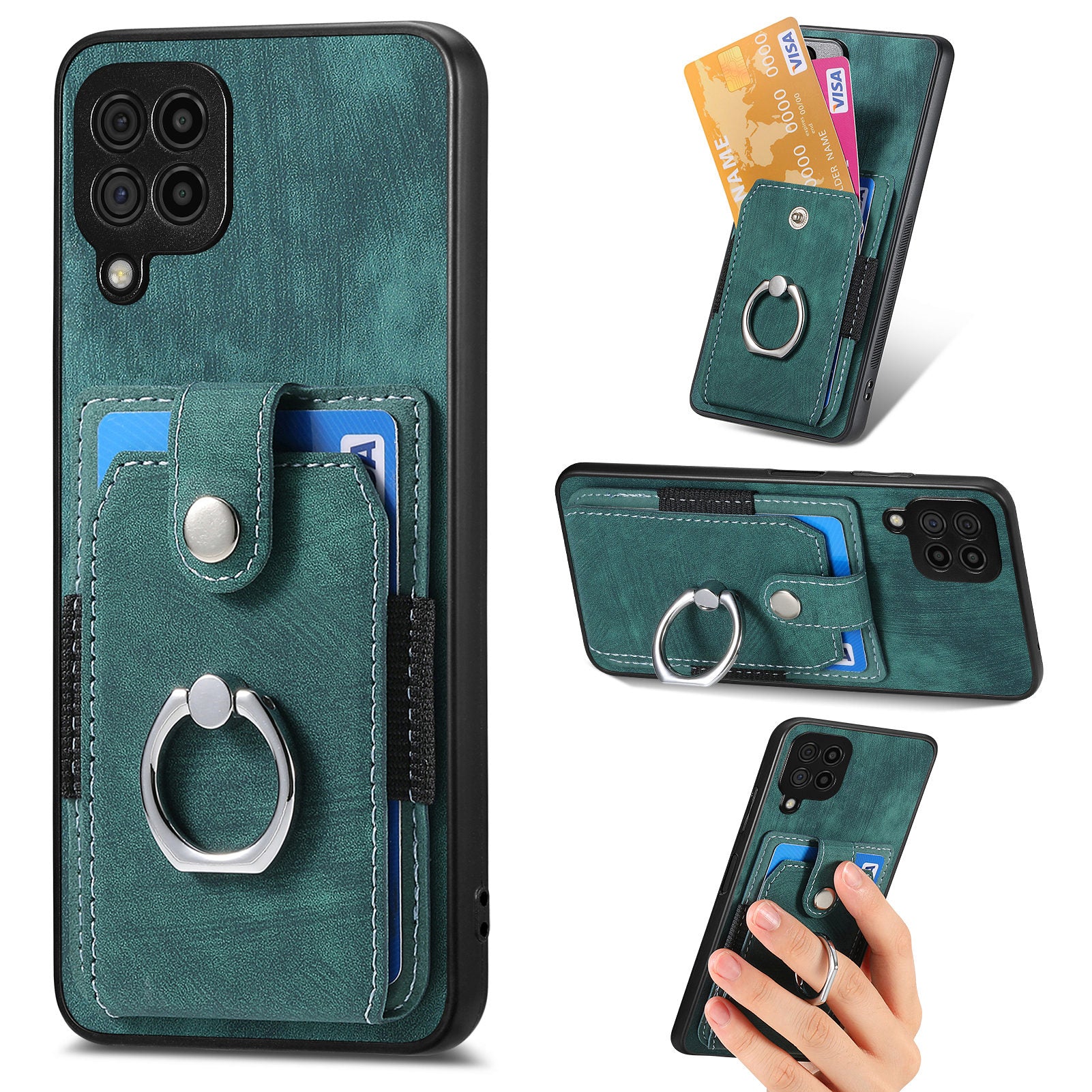 Kickstand Phone Case for Samsung Galaxy A22 4G (EU Version) Anti-Drop PU Leather TPU PC Cover with Card Holder Kickstand Phone Case for Samsung Galaxy A22 4G (EU Version) Anti-Drop PU Leather TPU PC Cover with Card Holder